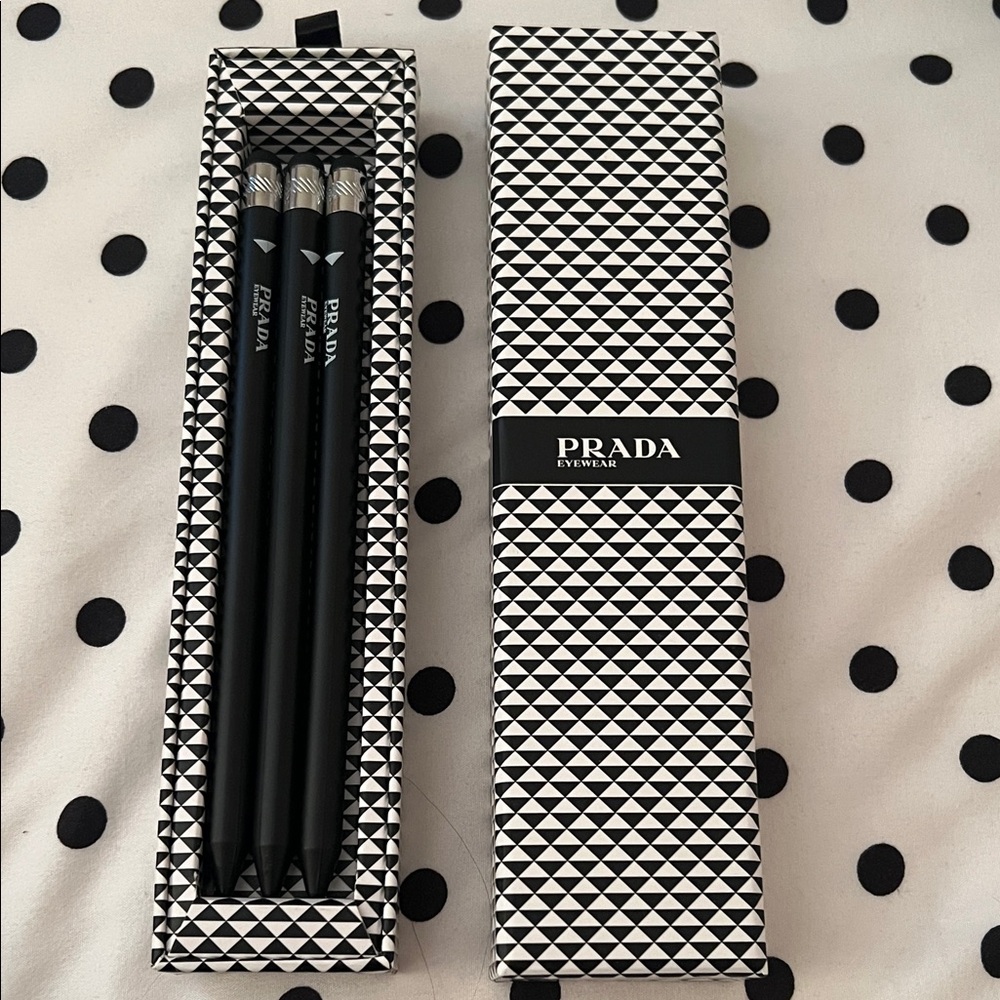 Prada Eyewear Black Pencil Case Set